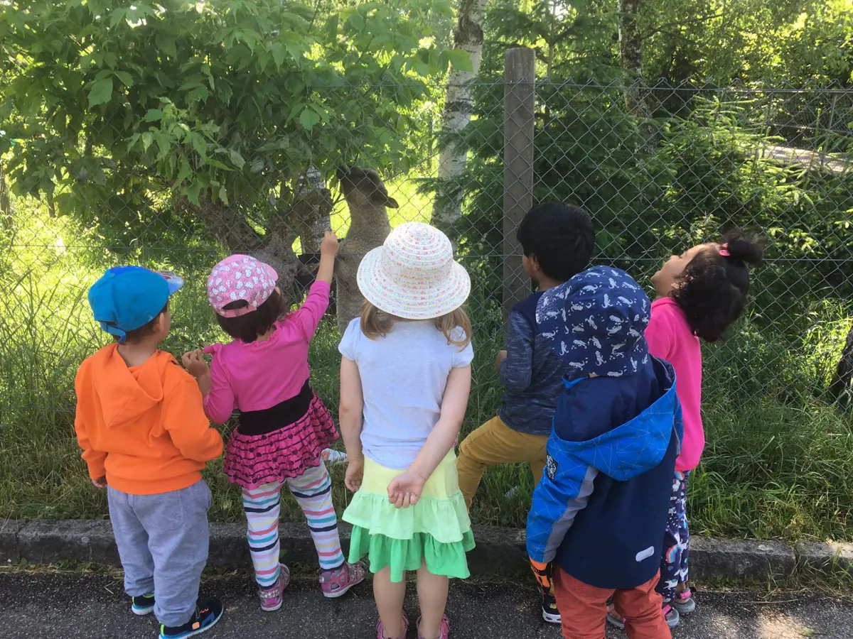 Ahead With English children exploring together on an outing